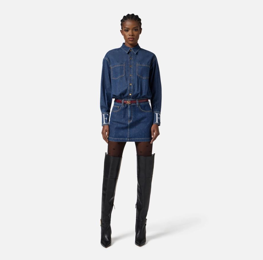 Abito in jeans Elisabetta Franchi ELISABETTA FRANCHI Abbigliamento e accessori > Abbigliamento > Abiti - dettaglio 1