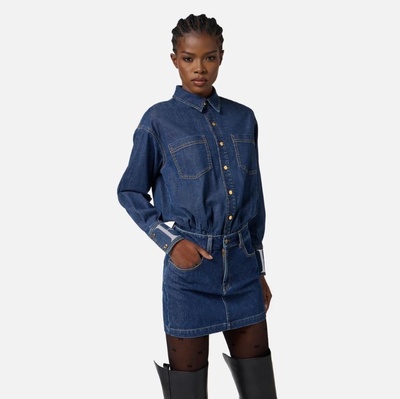 Abito in jeans Elisabetta Franchi ELISABETTA FRANCHI Abbigliamento e accessori > Abbigliamento > Abiti - dettaglio 2