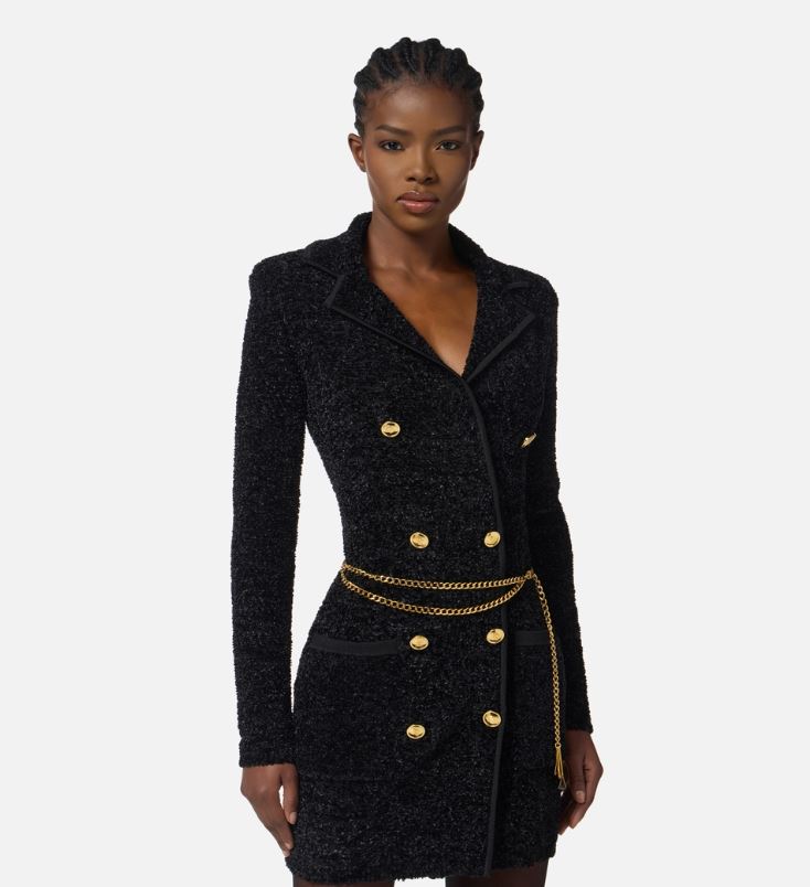 Pantaloni in pizzo e bottoni in raso elisabetta franchi ELISABETTA FRANCHI Abbigliamento e accessori > Abbigliamento > Abiti - dettaglio 2