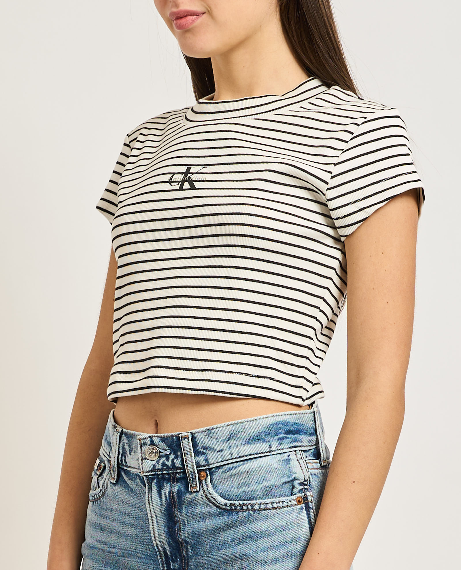 T-shirt righe bianco e nero Calvin klein CALVIN KLEIN Abbigliamento e accessori > Abbigliamento - dettaglio 1