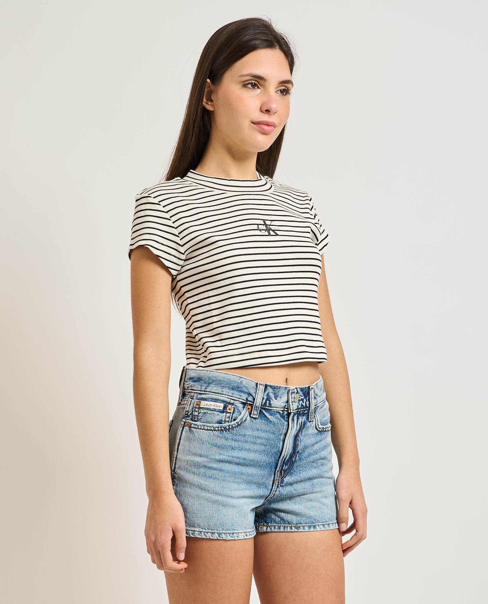 T-shirt righe bianco e nero Calvin klein CALVIN KLEIN Abbigliamento e accessori > Abbigliamento - dettaglio 2